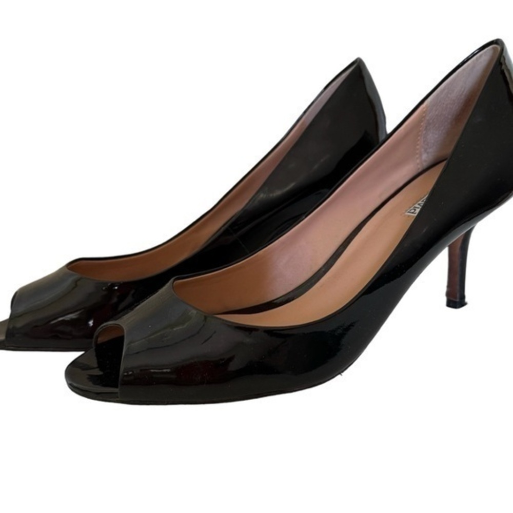 Charles David Black Patent Leather Peep Toe High Heels  Pumps Shoes Size…